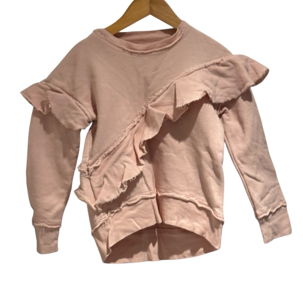 NUNUNU Light Pink Ruffle Detail Sweatshirt - size 4-5
